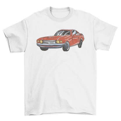 Classic vintage red car t-shirt design